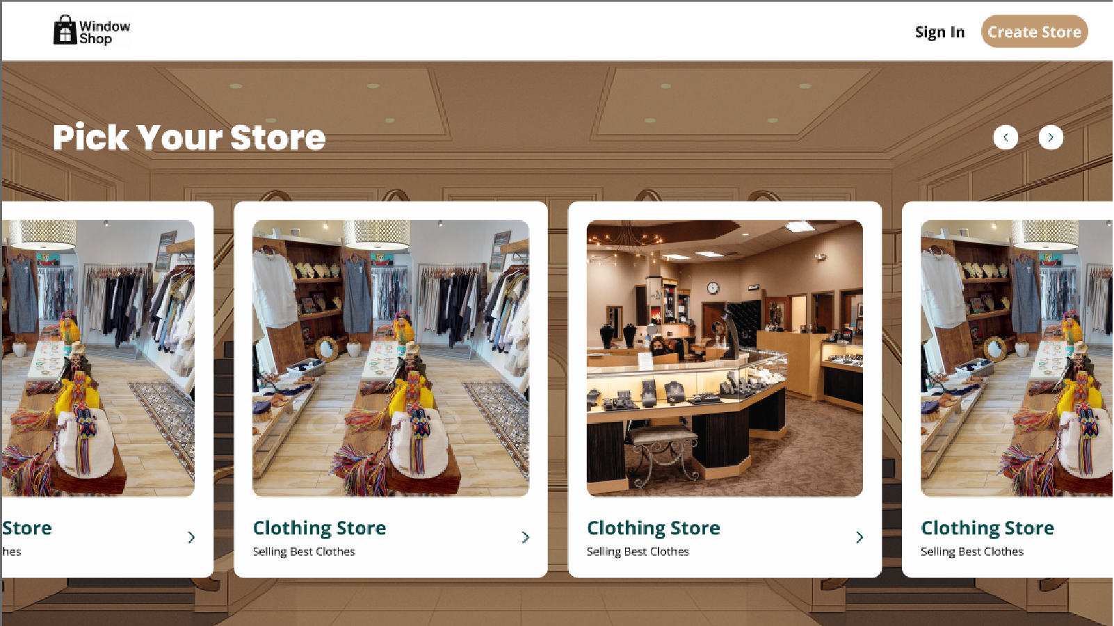 Window Shop E-commerce Application Screenshot
